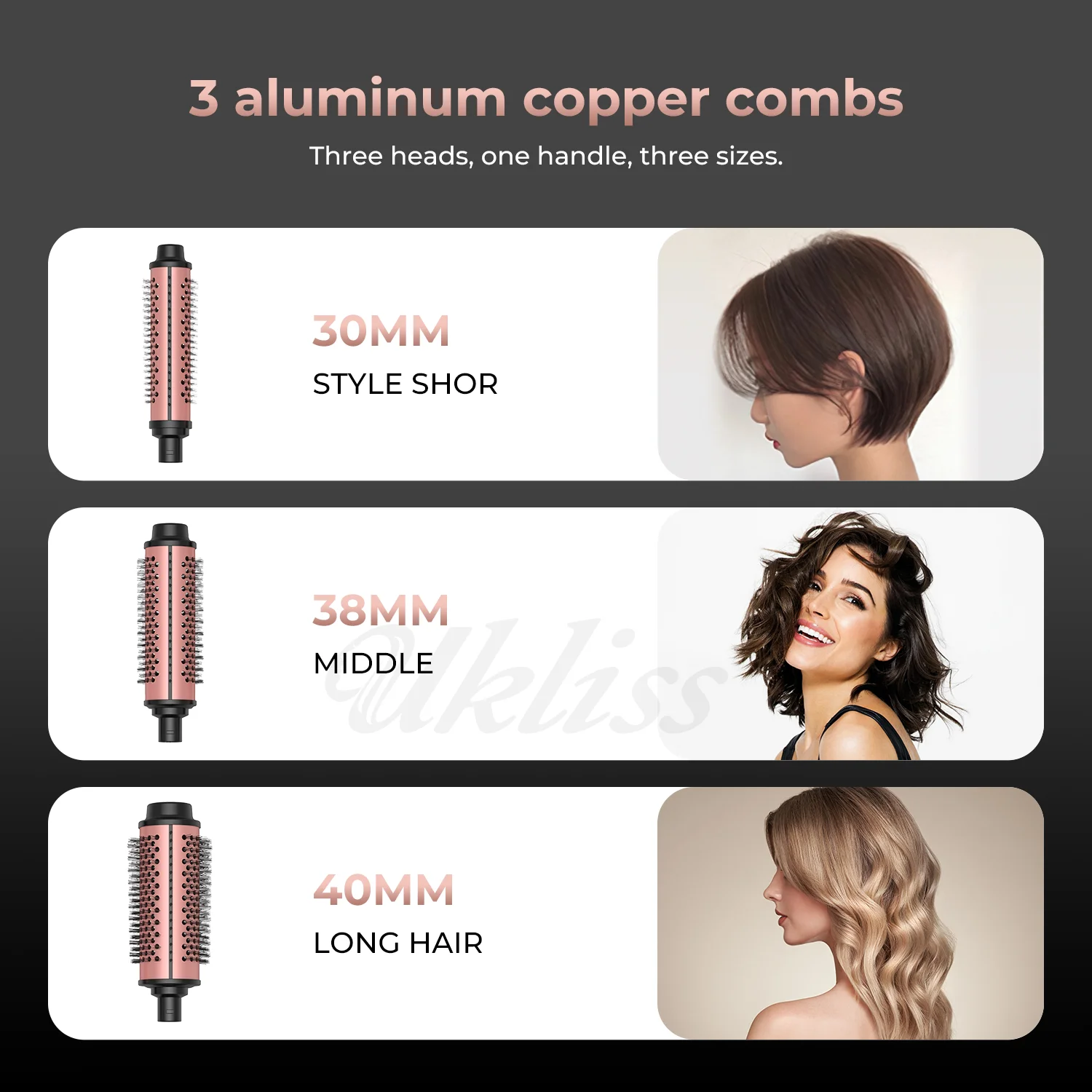 Volume electric heating round brush ceramic tourmaline ion hot curlers hair curler fast heating professional style brush