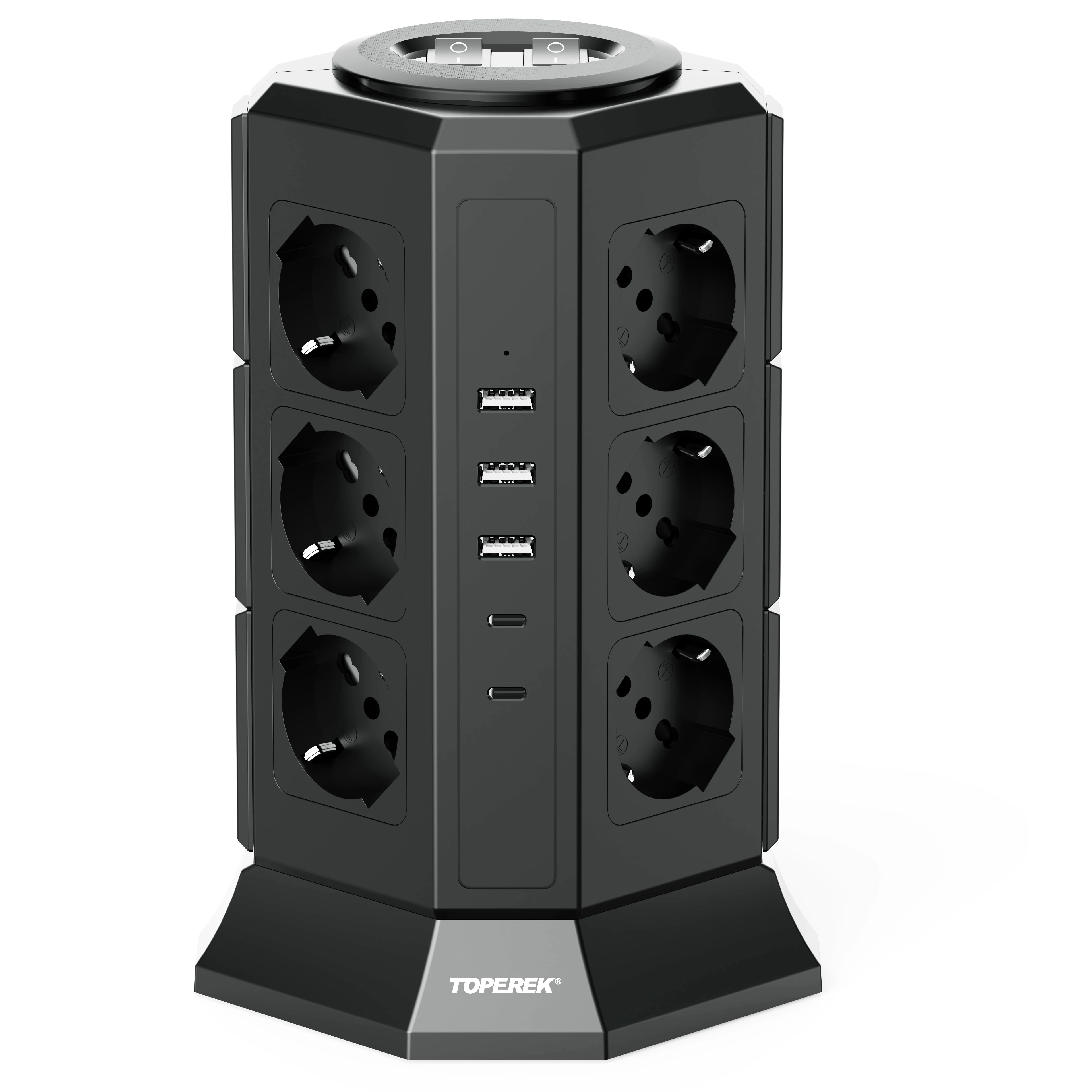 Tower Power Extension Italy Socket Multi Plug 4000W with Type-C PD20W Fast Charging 12Way Outlets