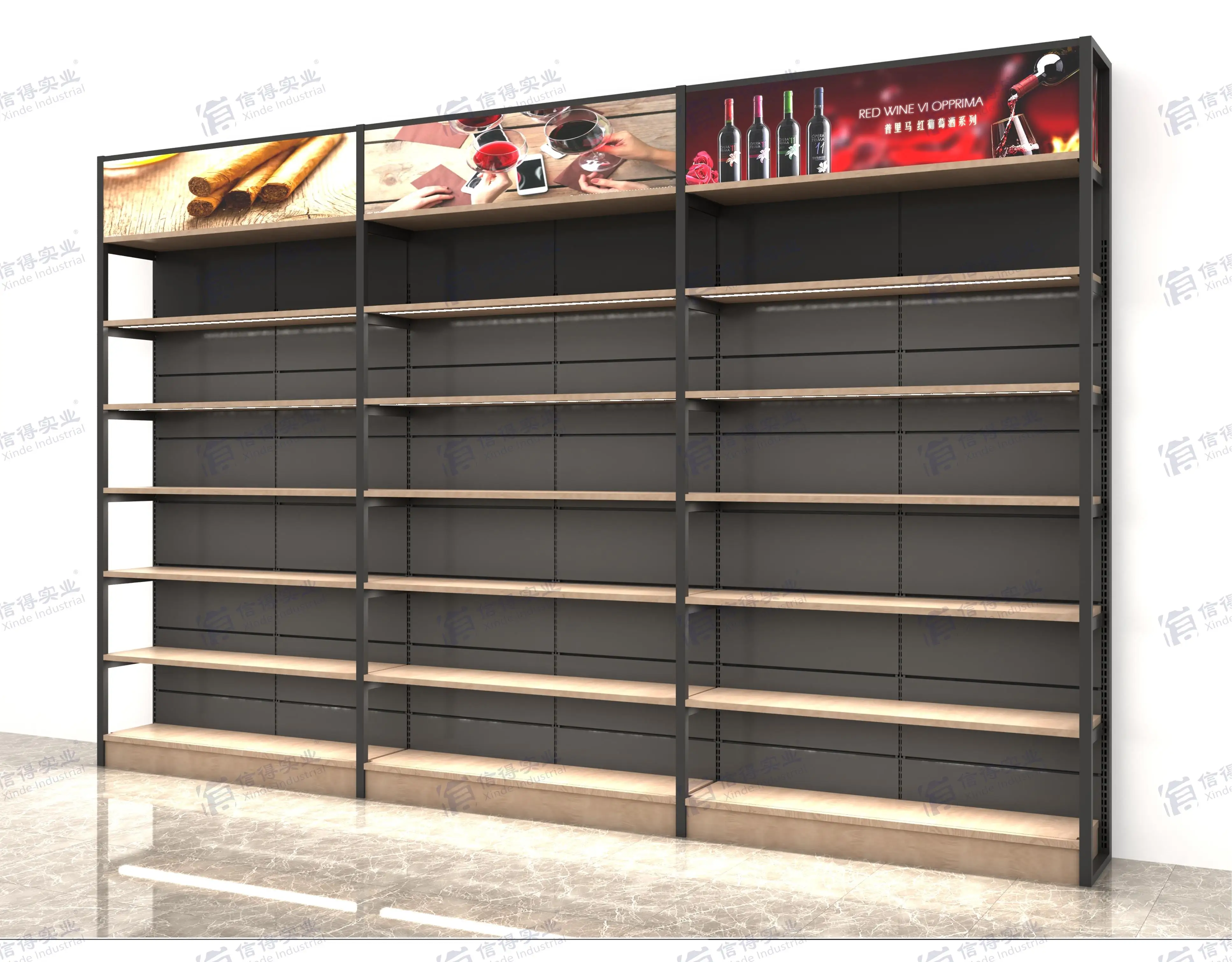 Fashion Wooden Display Shelf Wine Racks Wooden and Steel Rack Boutique Supermarket Shelf retail shelves