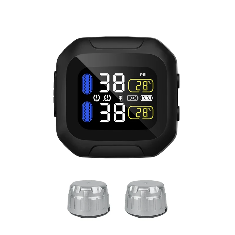 Новый продукт в режиме реального времени мотоцикл давление в шинах TPMS с двумя внешними датчиками