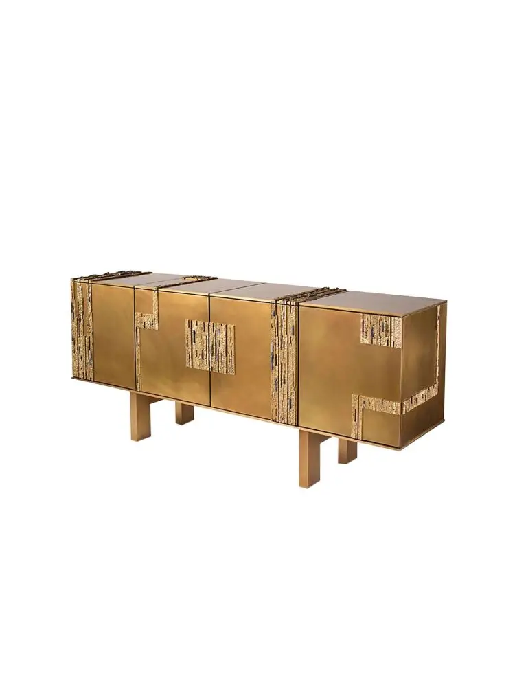 Vintage side cabinet modern simple art solid wood carving villa living room decorative cabinet advanced sense locker