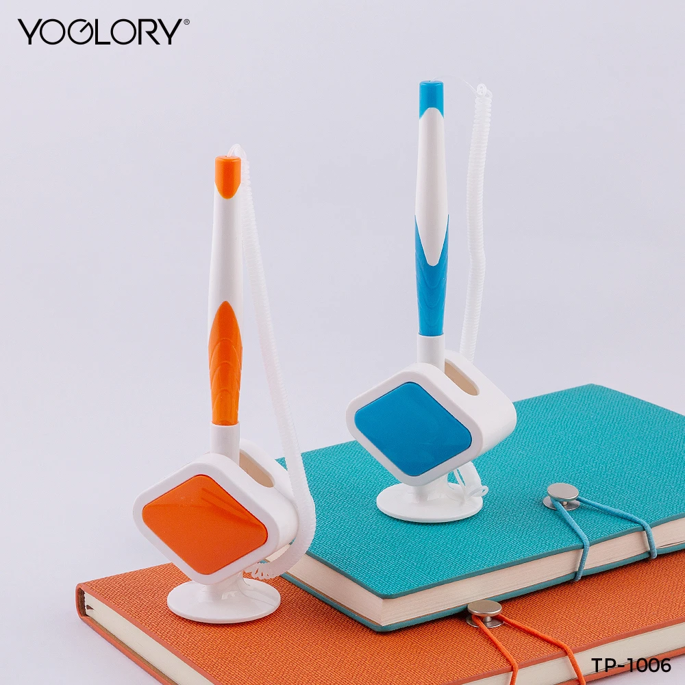 Custom square multicolor funny plastic Table pens Desktop Counter ball pens with pen holder for promotion