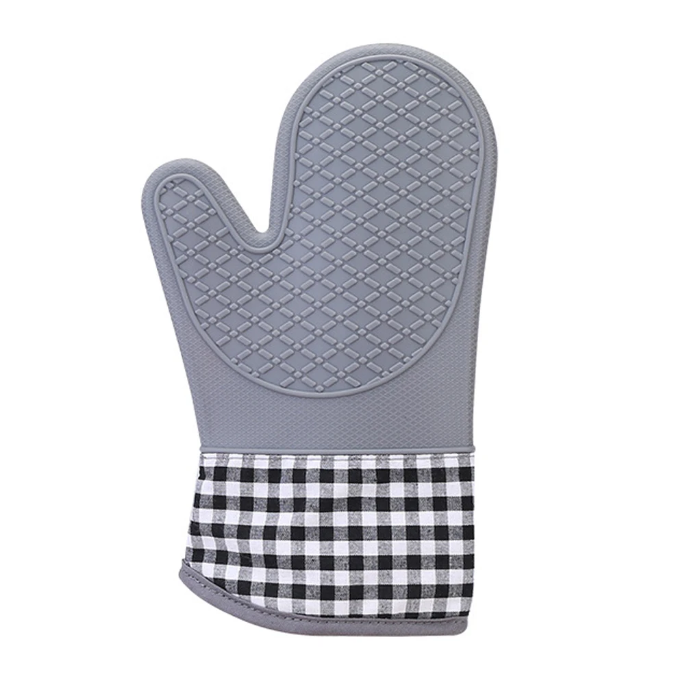 
JTOMEI Twill Design Heat Resistant Silicone Mitten Kitchenaid Set with Cotton Lining for Baking Cooking BBQ Glove Oven Mitts 