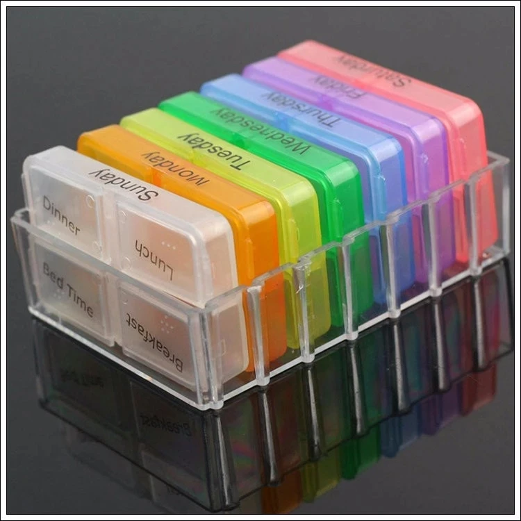 Оптовая продажа, Пластиковые Портативные вращающиеся мини-Чехлы, коробка для хранения таблеток на неделю, карманная коробка для таблеток