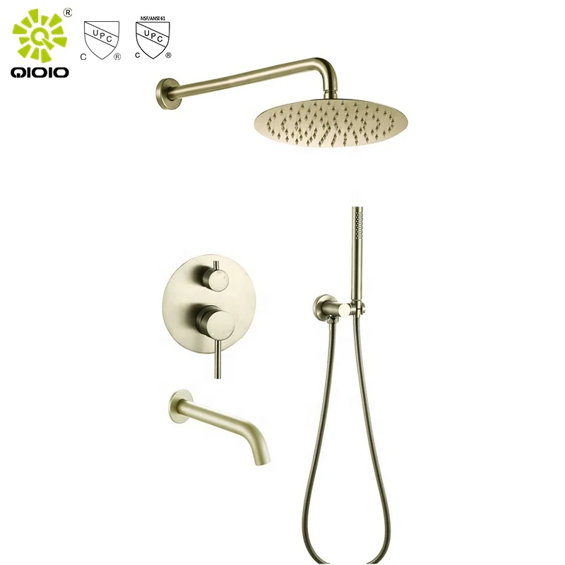 Chromed 3 Functions in wall 304 Stainless Steel bathroom shower faucet health faucet set