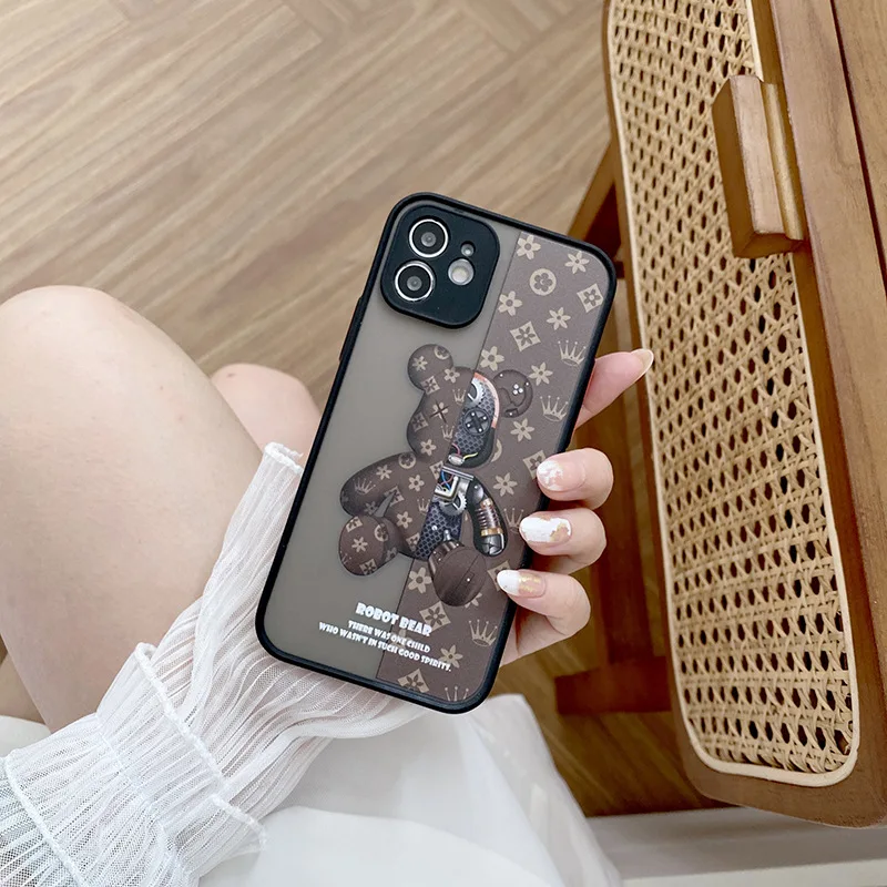 STOCK Tide Brand Fashion Popular Mechanical Bear Silicone Phone Case Cover for iPhone 11 12 13 14 Pro Max