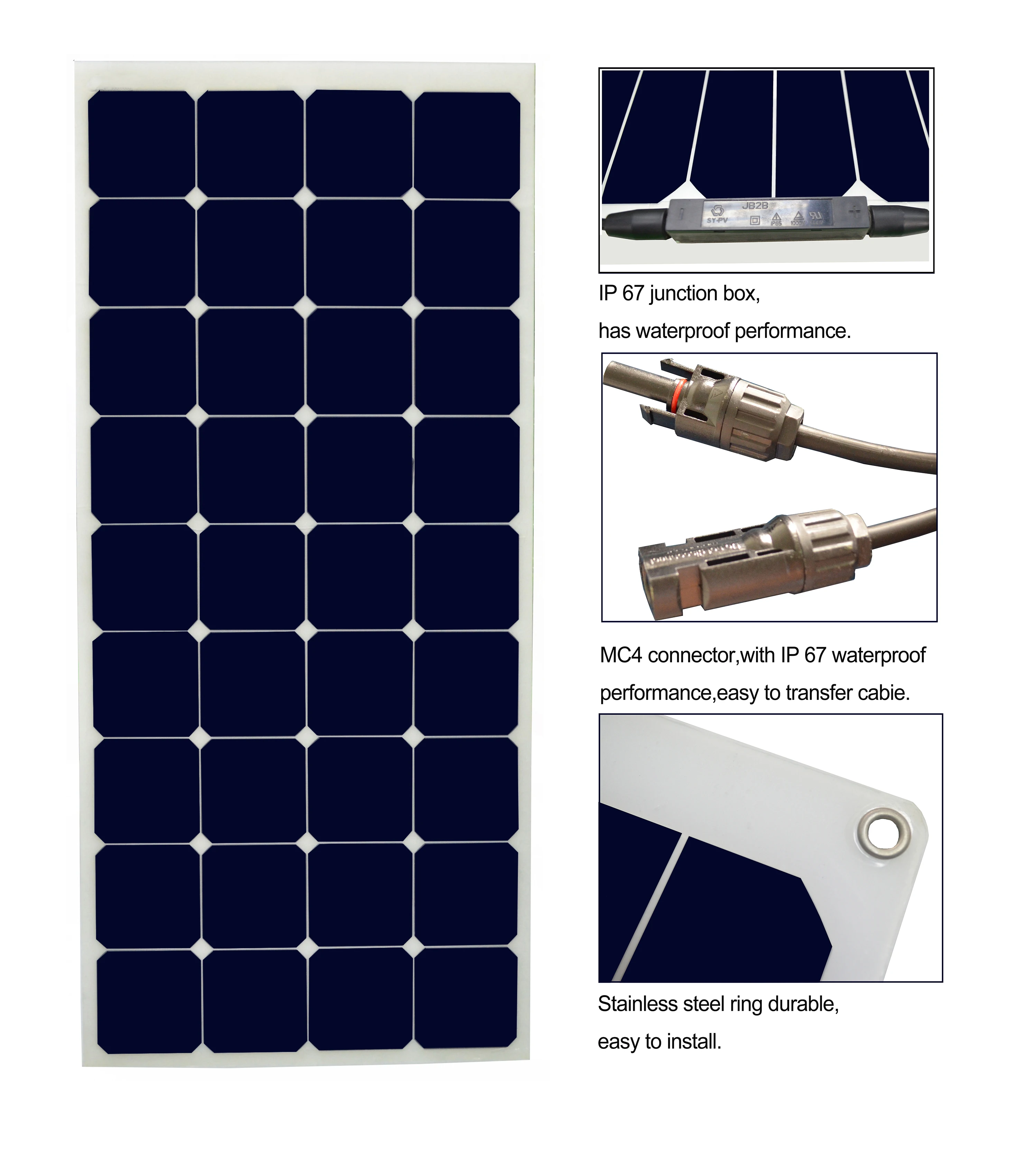 DGsunlight sunpower solar energy system 120w 125w semi flexible solar panel for battery on boat