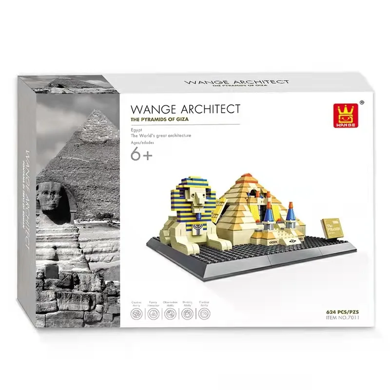 WANGE 4210 Architecture Egypt Pharaoh Pyramid Building Blocks Sets Bricks Classic Kids Bricks Toys places of historic interest