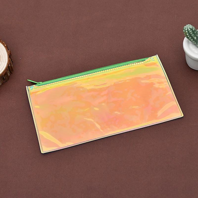 Pearlescent Candy Color Pvc Pen Bag Zipper Pencil Case Slider Zipper Plastic Stationer Product