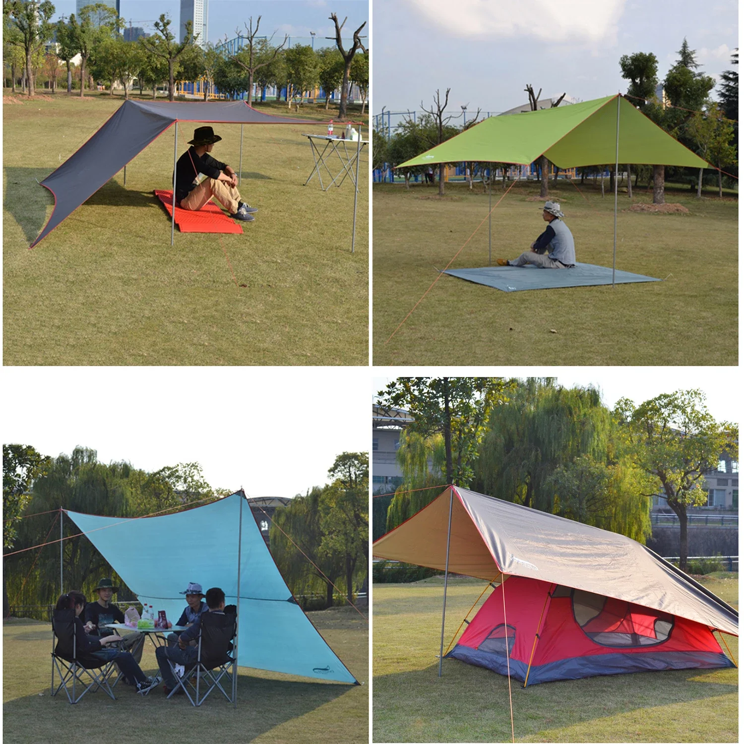Waterproof Outdoor Awning Hammock Tarp Rain Booming Camping Tent Sun Shelter Garages Canopies Hiking Beach Tent Canopy