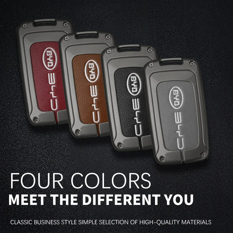 Leather Alloy Car Remote Key Case Cover Protect Shell For BYD F3 F0 L3 G3 S6 E6 M6 S7 Keychain Auto Accessories