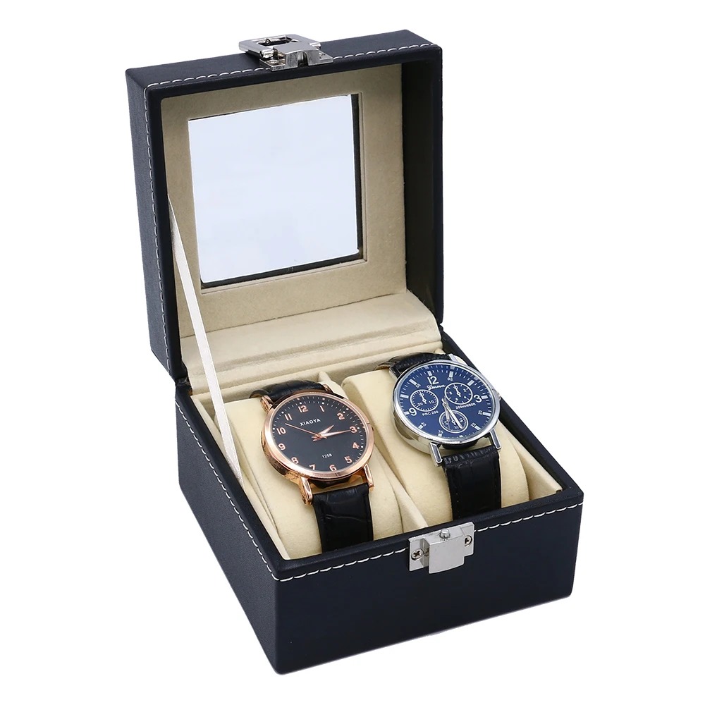 Full carbon fiber PU leather watch storage box display watch organizer box pocket watch box