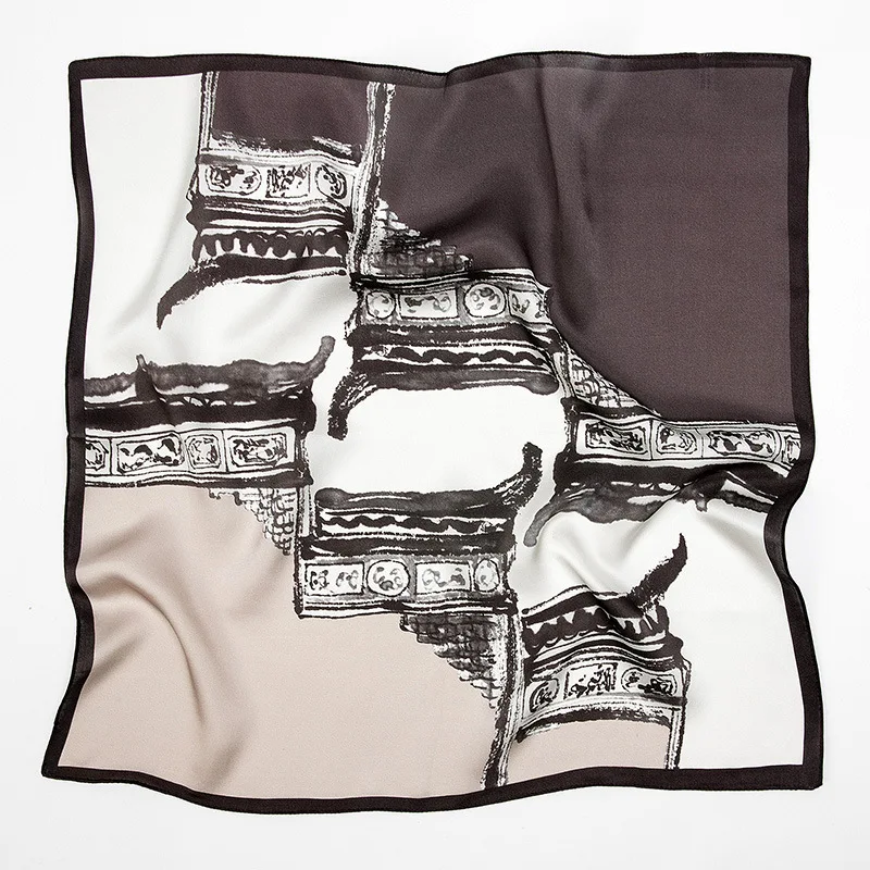 
Amazon Hot Sale Digital Print Sqaure Silk Scarf Stain Neck Scarves 90*90 