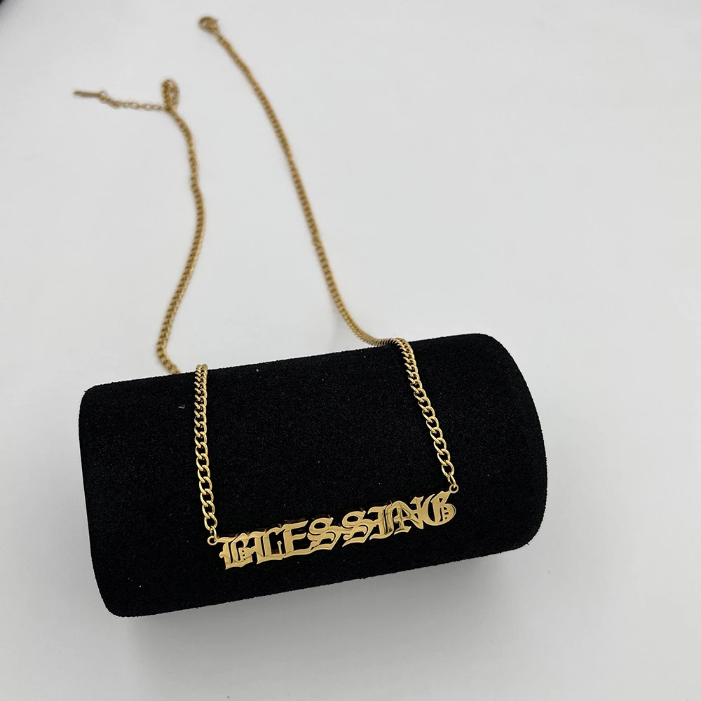 Personalized Custom Name Necklace Gold Plated Mens Stainless Steel Jewelry Cuban Men Chain Nameplate Pendant Necklace