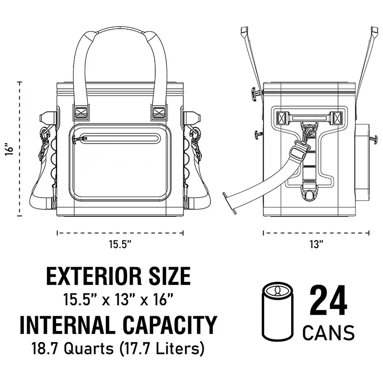 Hot Selling 24 Can Soft Sided Cooler Lunch Cooler Bag Insulated Leak Proof Portable Cooler For Beach