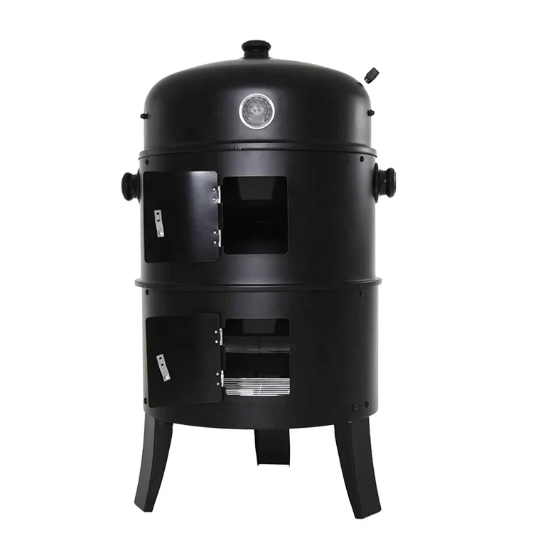 Hot Sale 3 in 1 Smokeless Charcoal Barbecue Grill Smoker 3 layers Tower Vertical Barrel Charcoal BBQ Grill