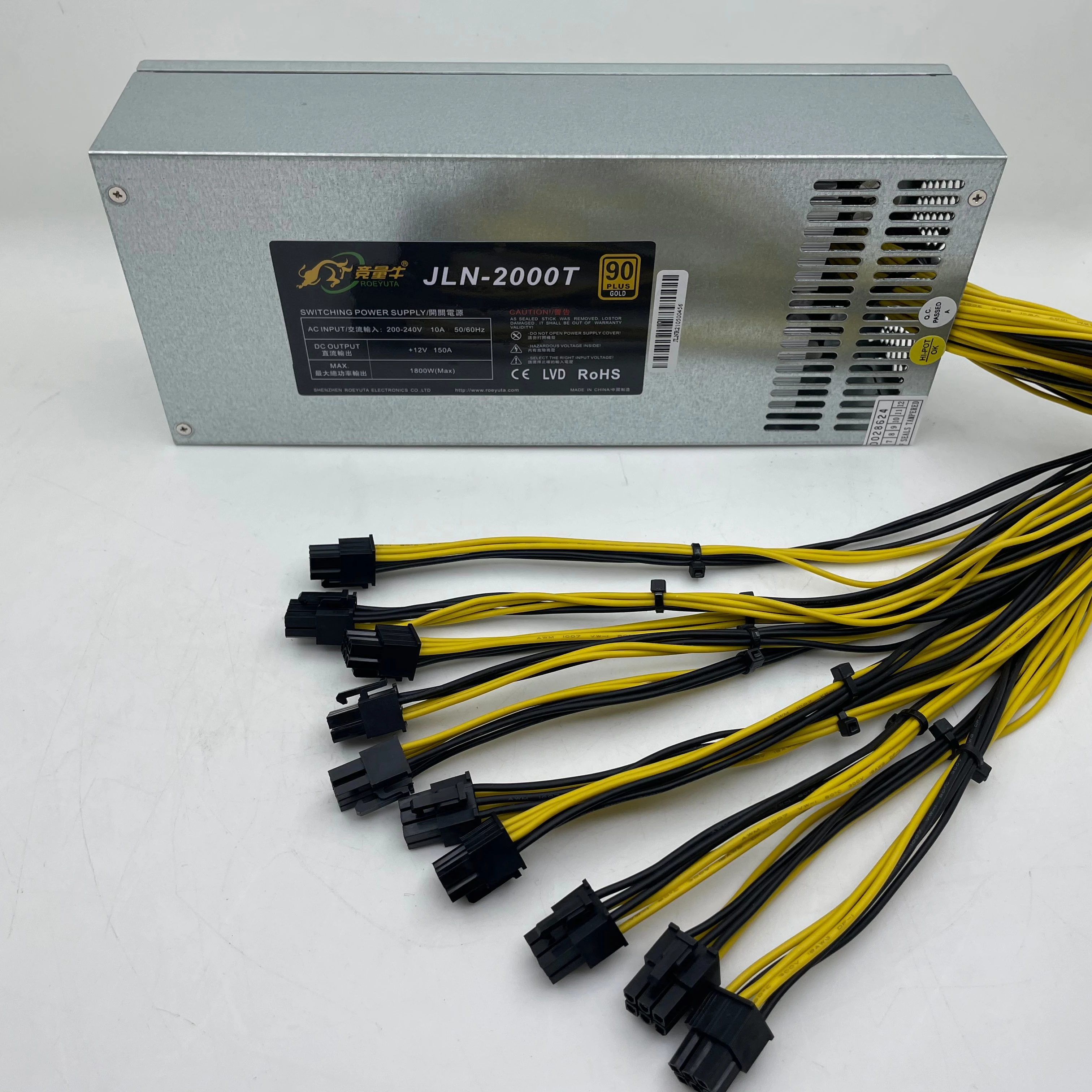 JLN-2000T 12V 1800W Computer Switching Power Supply  10pcs 6Pin  Multi graphics card power supply