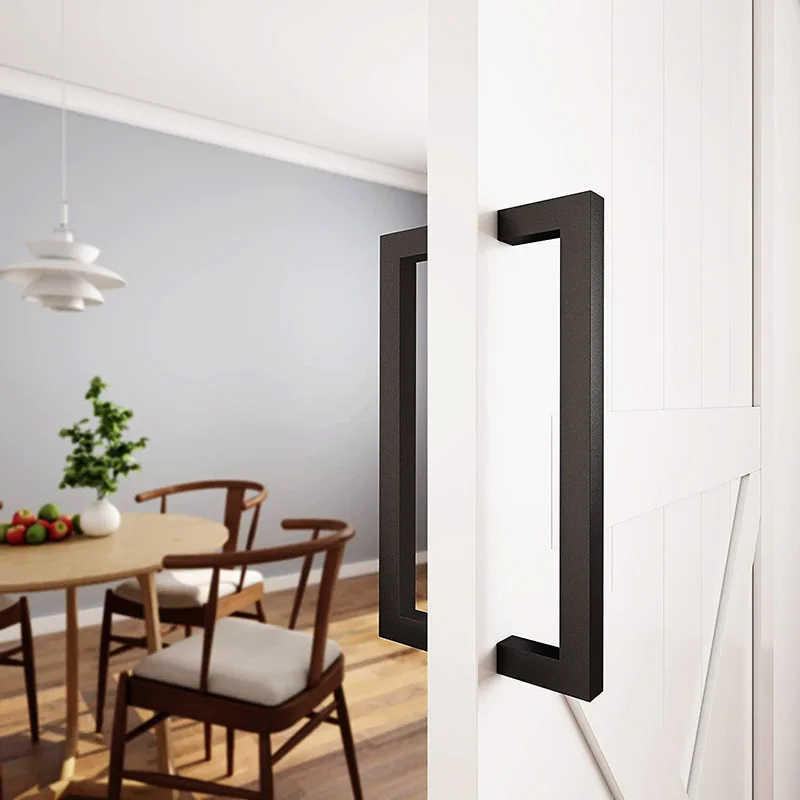 Factory manufacturer wholesale Commercial 12 inches square pipe stainless steel glass wooden pull door handles black