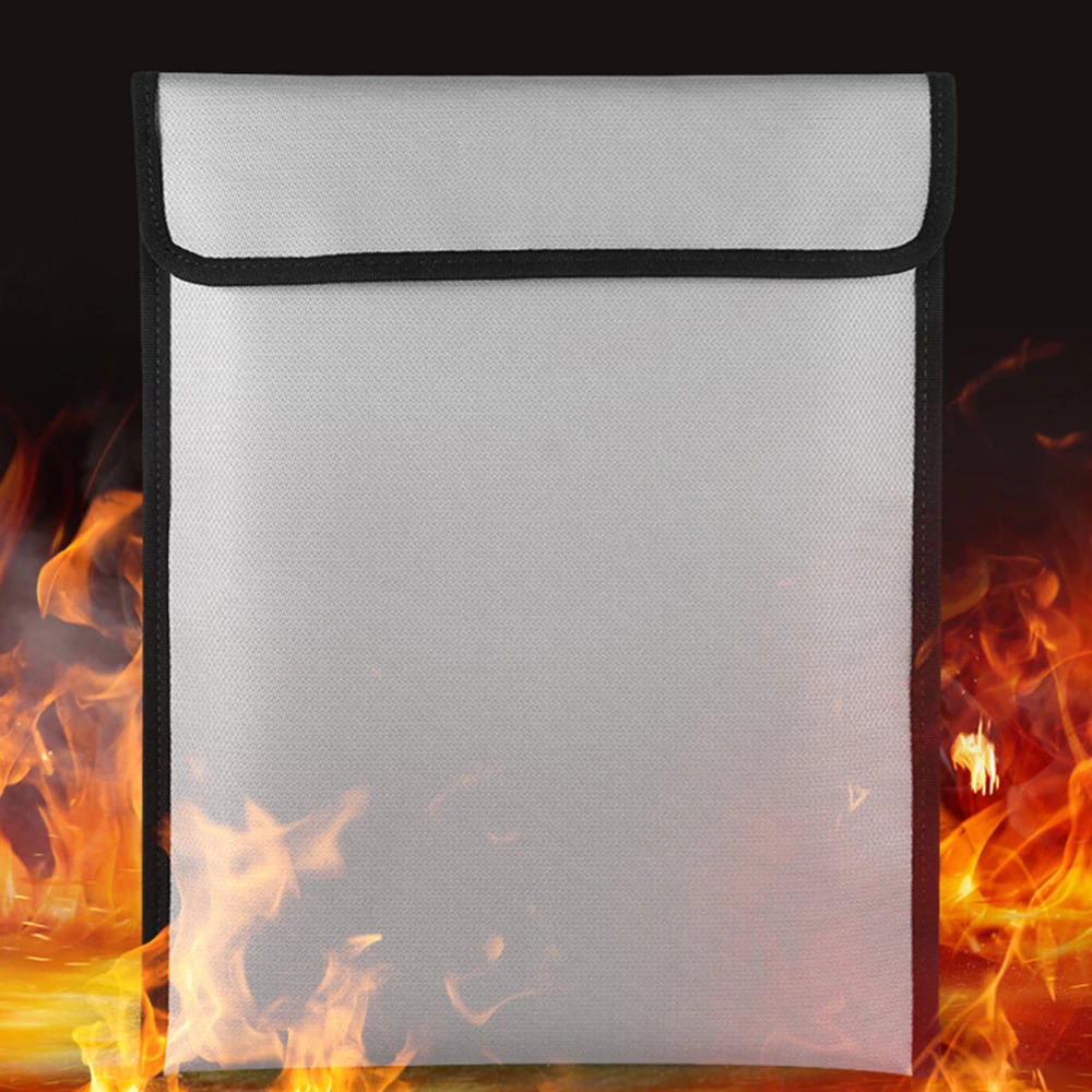 Custom Fireproof Document Bag Waterproof Money Documents File Cash Jewelry Passport Zipper Bag Storage Organizer Pouch