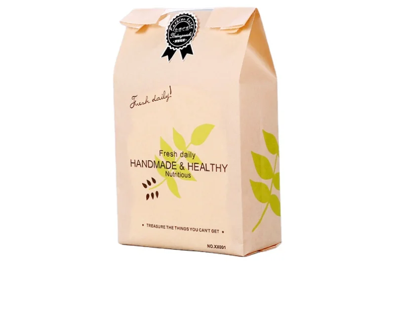 wholesale Kraft paper semi-transparent grease-proof bread and toast packaging bag