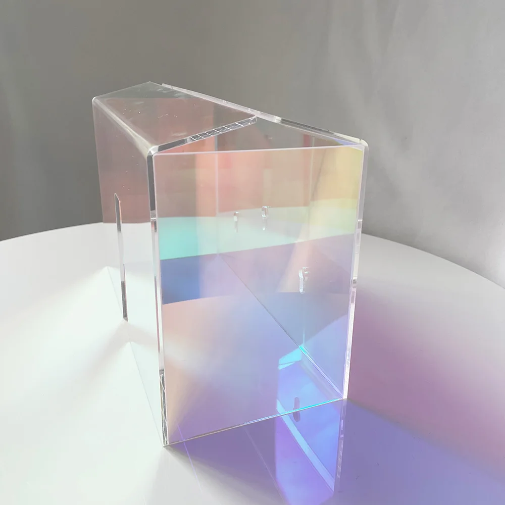 Custom Colorful Square Acrylic Tissue Case Paper Box For Restaurant Luncheon Napkin Holder Iridescence Acrylic Tissue Box