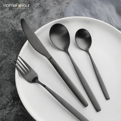 Столовые приборы Homefavour из пищевой стали полностью черные матовые столовые набор черных столовых приборов