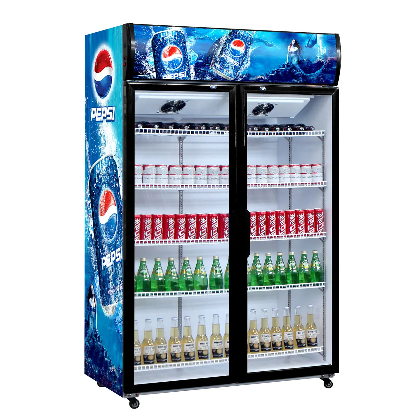 Коммерческий охладитель для напитков с дисплеем, охладитель для холодных напитков без мороза, можно добавить функцию электрического обогрева, разблокировки