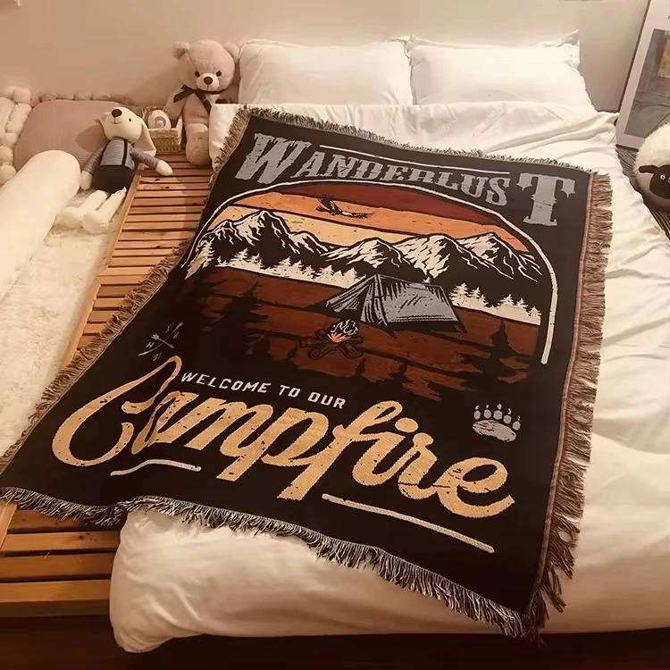 Retro European Style Custom Woven Tapestry Blanket Fabric Throw Warm Blanket Insulation Cushion Cover Sofa Throw Blanket