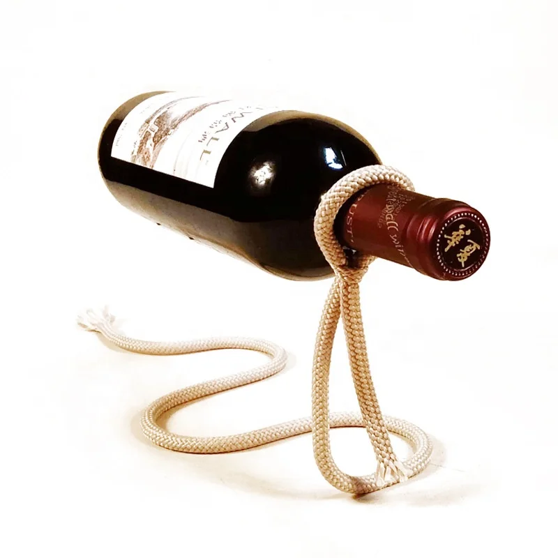 Creative Design Wine Bottle Holder Restaurant Store Desktop Cabinet Decor Magic Floating Rope Wine Metal Rack