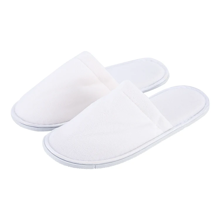 Оптовая продажа тапочки в наличии дешевые белые Тапочки одноразовые хлопковые махровые для гостиничной