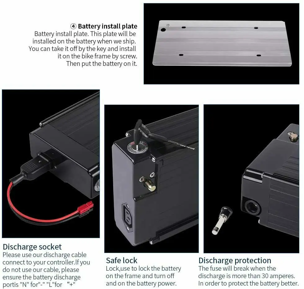 48V 18Ah Rear Rack Ebike Battery 18650 E-bike akku Lithium Ion 48 Volt Electric Bicycle e bike Battery