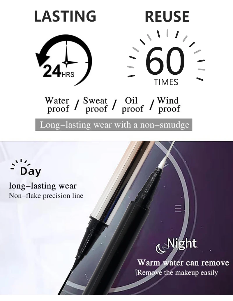 Thamel Lashes Top Quality Metal Tube Long Lasting Private Label 2 In 1 Adhesive Waterproof Magnetic Eyeliner Pencil