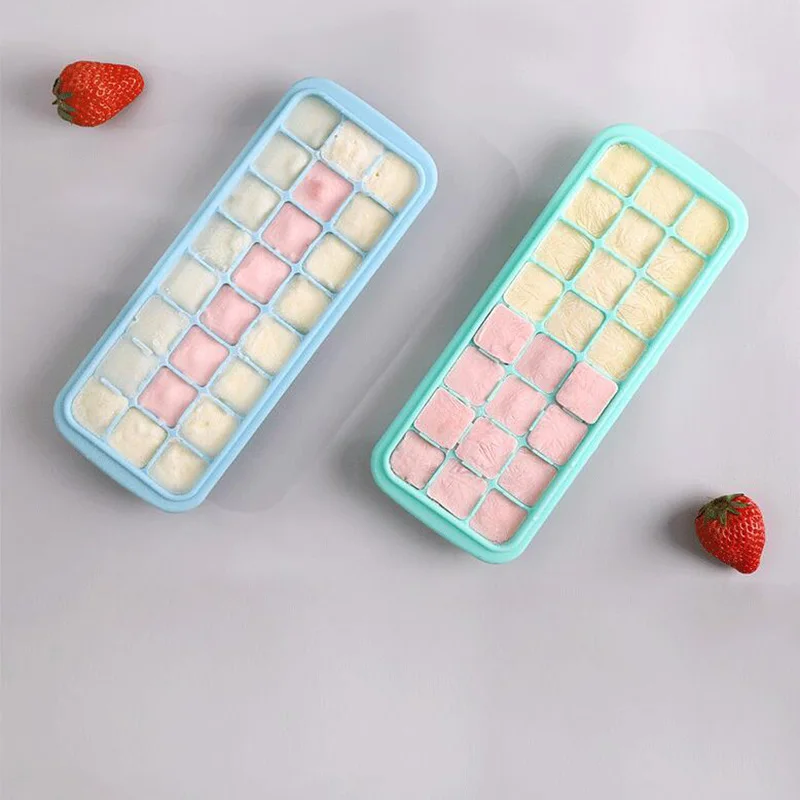 24 cavity silicone square ice cube mold with PP lids