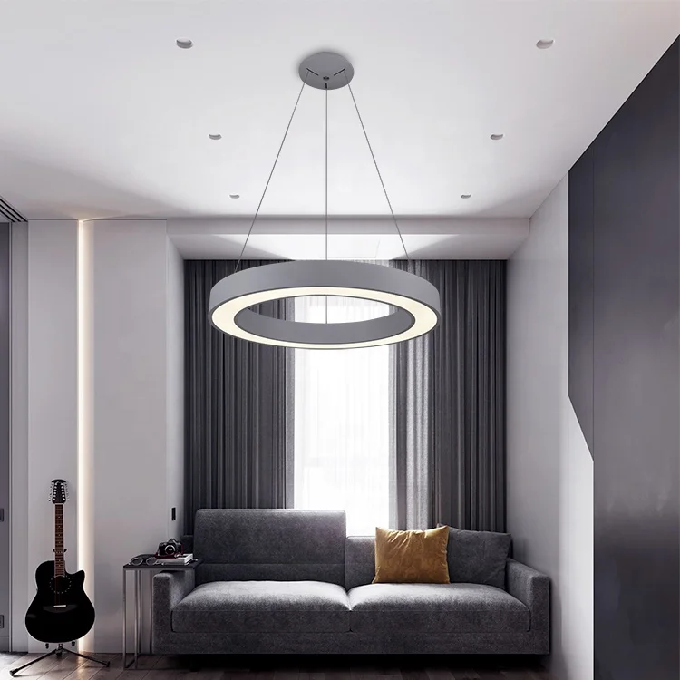 Modern LED Ring Chandelier Round Shape CCT Adjustable LED Circle Pendant Light