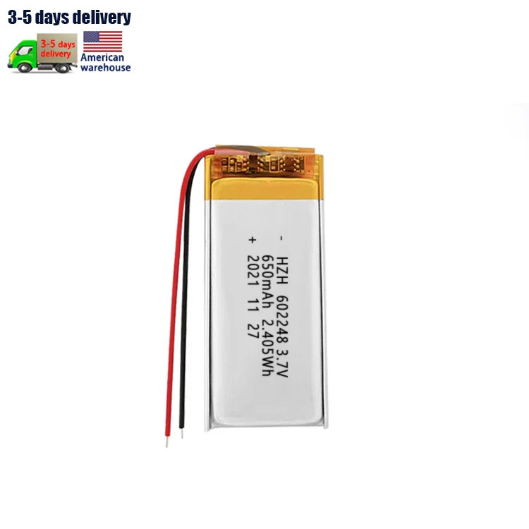 KC OEM 1S1P 602248 650mAh 2.41Wh Heating Shoes Heating Clothing GPS Rechargeable battery 602248 3.7V Bag battery