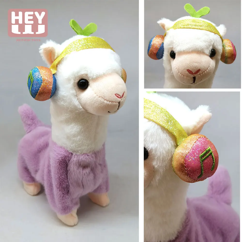 HEYWIN Custom service Remote Control Plush toys part, Realistic Stuffed Animal with music Walking, Shake Tail,  Alpaca (M-C048)