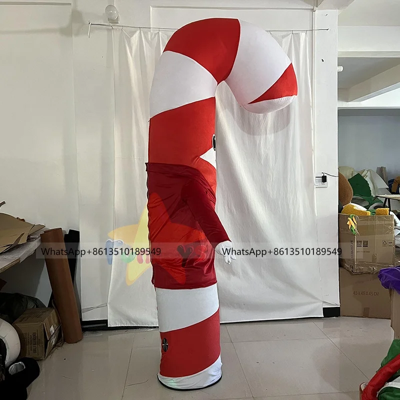 Hot Sale Inflatable Christmas Candy Cane Mascot Costume Walking 2m/2.6m/3m Adult Santa Claus Snowman Reindeer Moose For Stores
