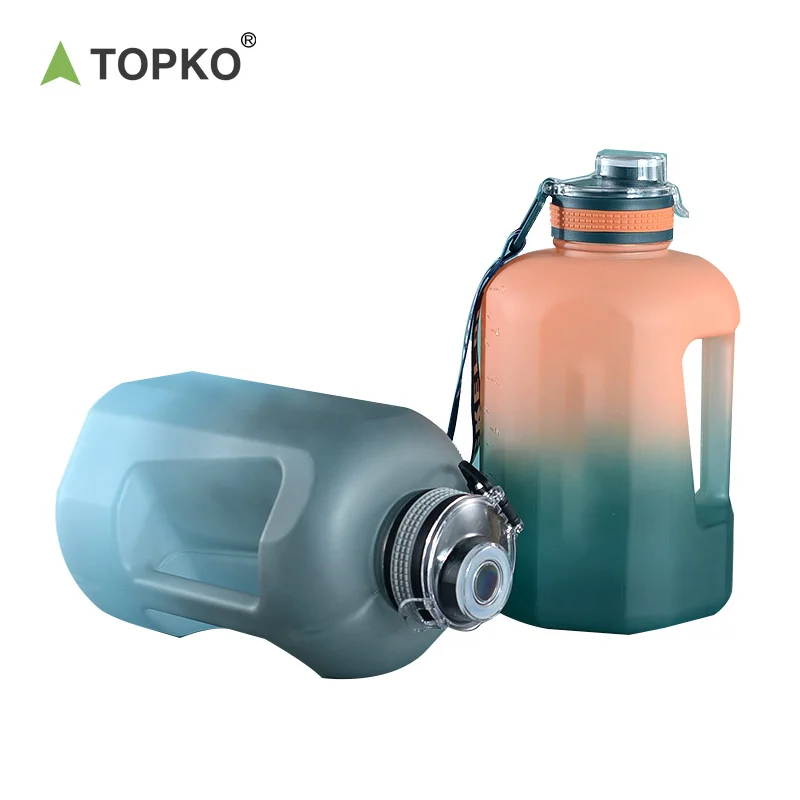 TOPKO Fitness Sports Water Bottle Big Capacity 2.2L Water Jug Outdoor Handgrip Gym Water Bottle With Lid
