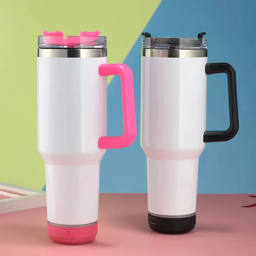 Outdoor Sport Blank Sublimation 40oz Speaker Music Coffee Beer Travel Tumbler Mug With Handle
