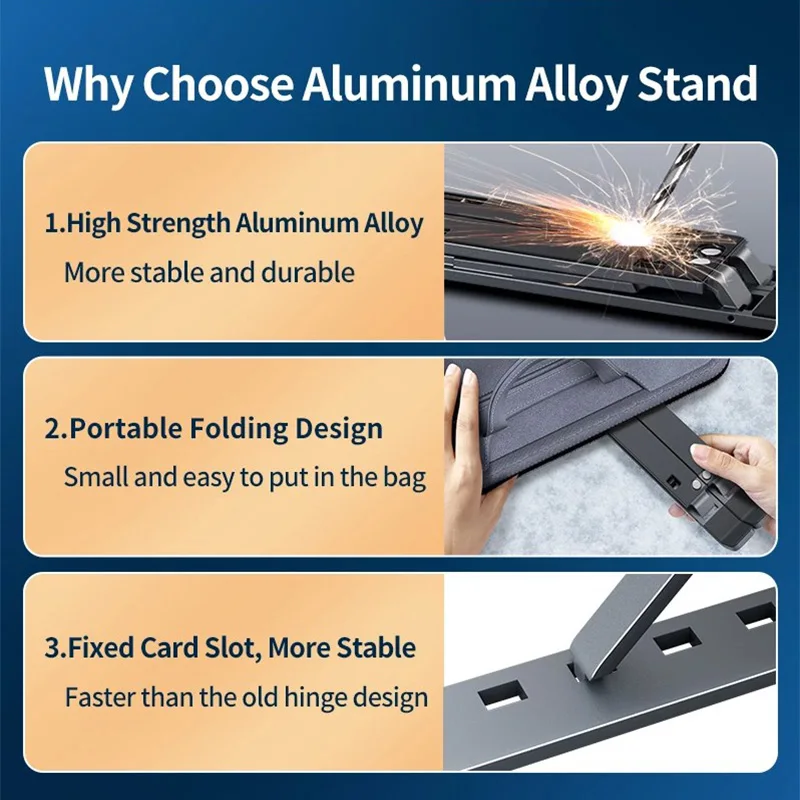 MC Wholesales gray aluminum portable foldable mini adjustable computer laptop stand notebook stand