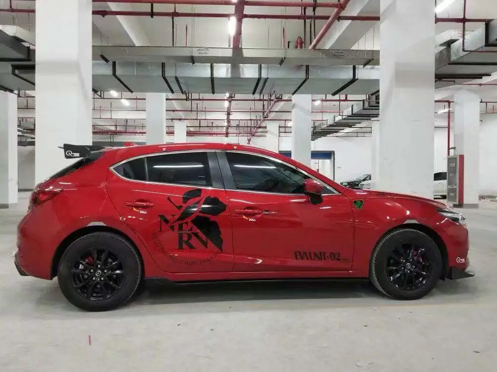 Black FRP/Carbon Fiber Universal Style M3 Rear Wing Spoiler for Mazda 3 Axela Hatchback 2014-2019