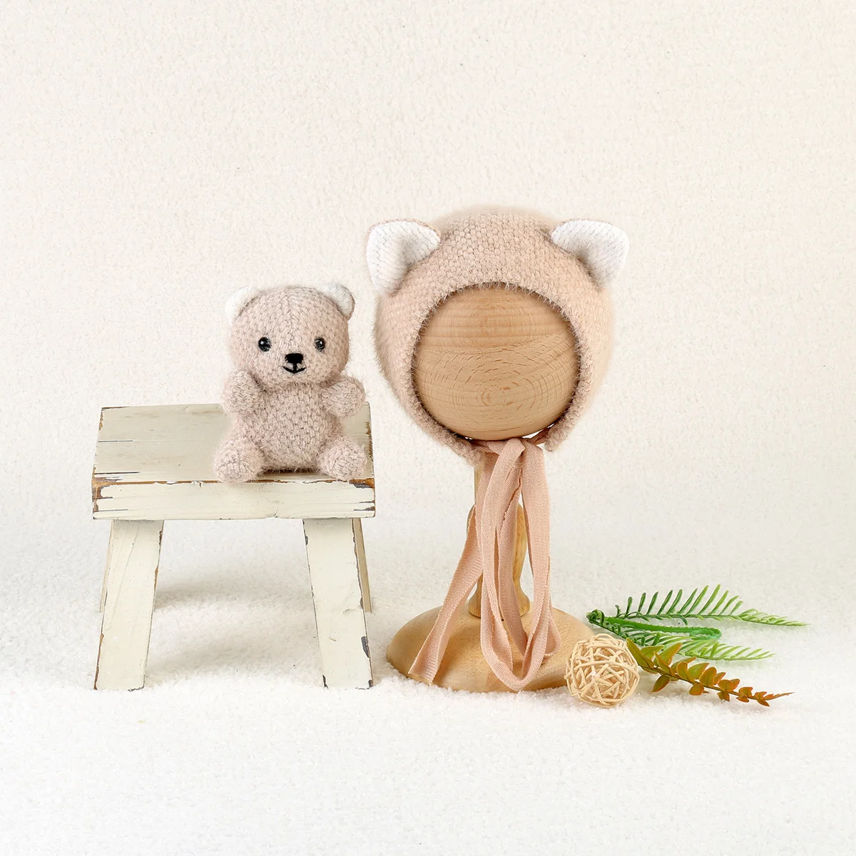 Angola Bunny Bonnet And Toy Set Newborn Photography Props Soft Rabbit Doll Hat Photo Shoot Props
