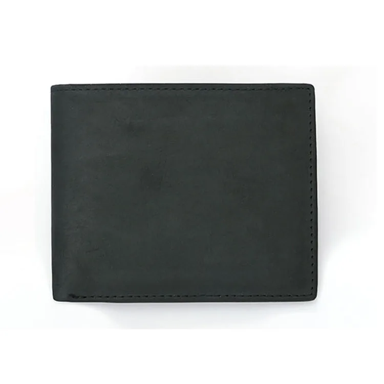 High Quality Luxury Cowhide Real Crazy Horse Leather Designer Small Vintage Bifold Slim Leather Wallet For Men