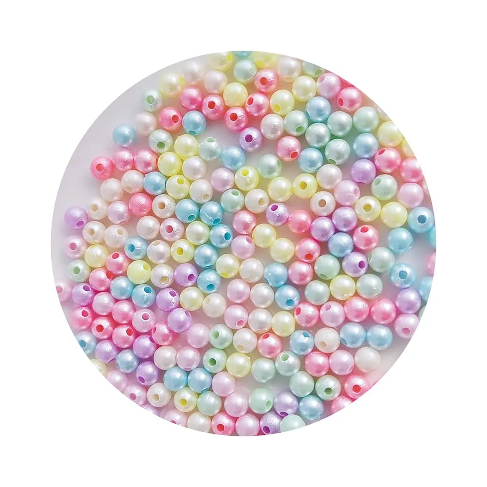 Factory Direct Small Size Multi-Color Round Pearl Shape Acrylic Jewelry Beads Plastic Lucite Beads for Jewelry Making