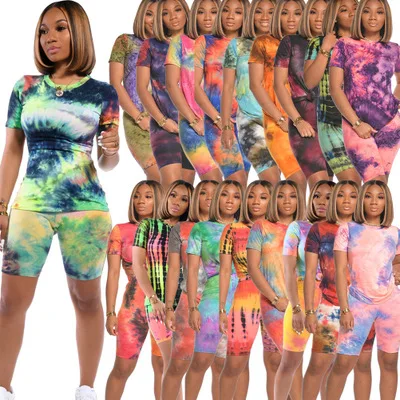 
Hot style new sportswear ethika two Piece set women clothing tye dye gym suits 2pcs set woman 