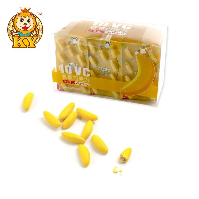 High quality wholesale cartoon banana shape sweets sugar-coating chocolate for kids