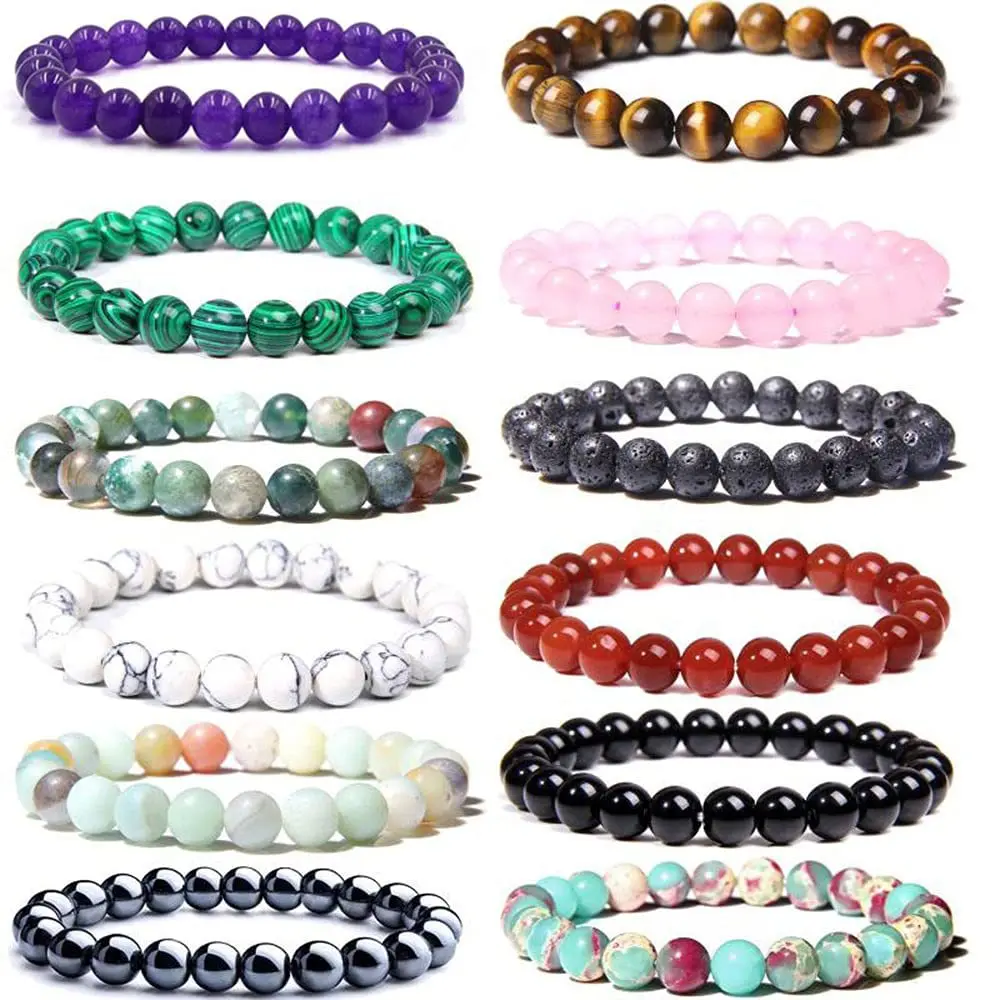 2024 Wholesale Price 8mm Natural Gemstone Stone Healing Crystal Bracelet Crystal Beads Bracelet