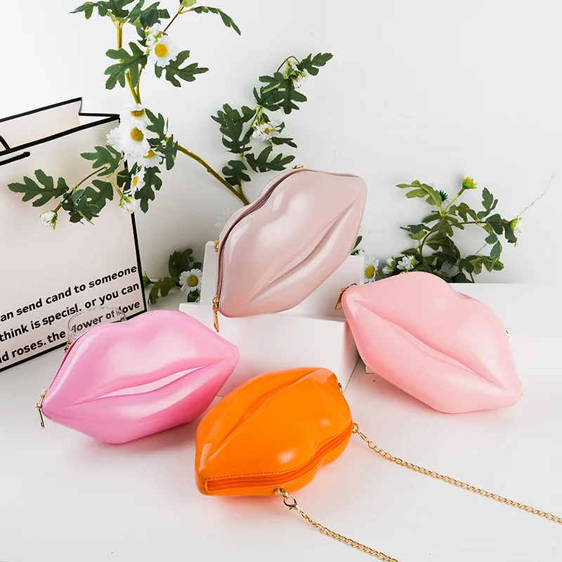 Latest designer mini small luxury fashion handbag little girls children kid jelly coin wallet lip shape purses hand bag