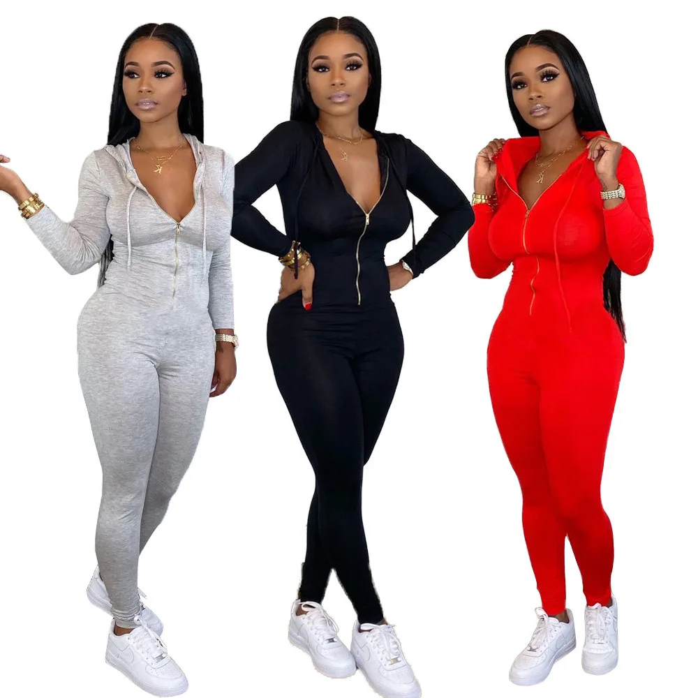 2020 Fall Clothing for Women Hooded Jumpsuits and Rompers Women Jumpsuit Sweatpants Women Jogging Suits Wholesale
