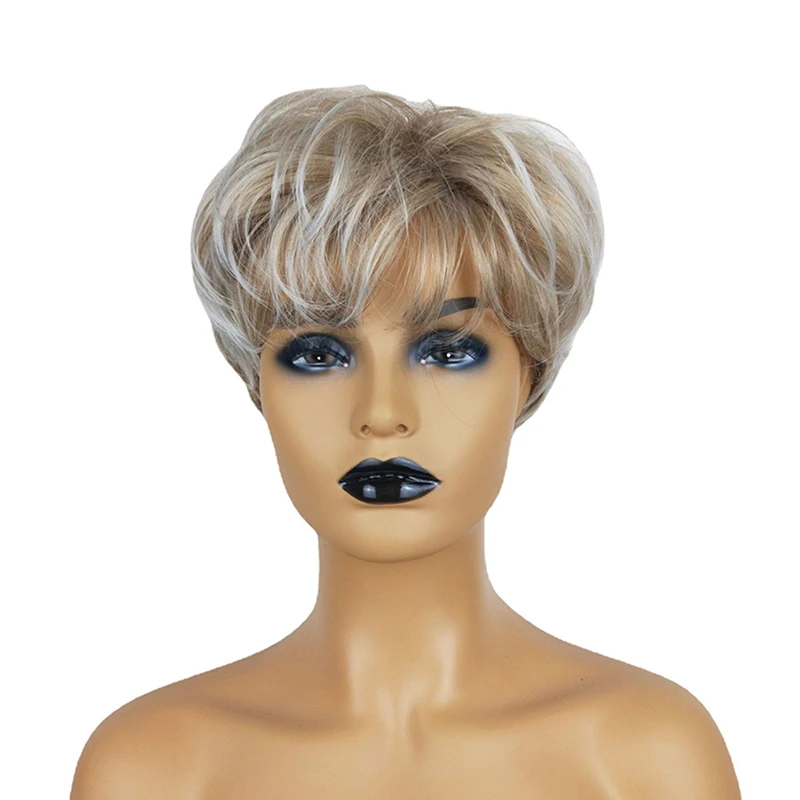 Cross-border European And American Ladies Flower White Trend Short Hair Fluffy Dyed Chemical Fiber Wig